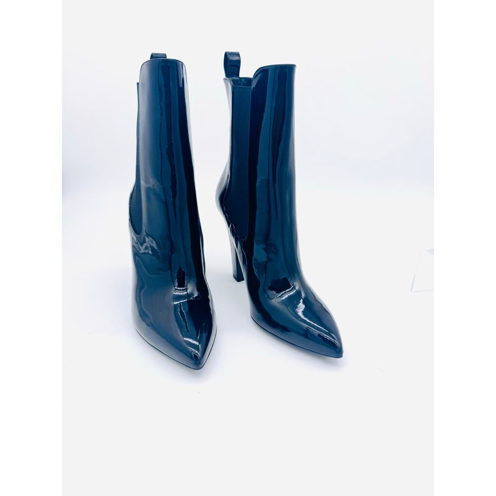 Gucci Black Patent Leather Chelsea Boots Pointed Toe Block Heel 39.5 - Picture 12 of 12